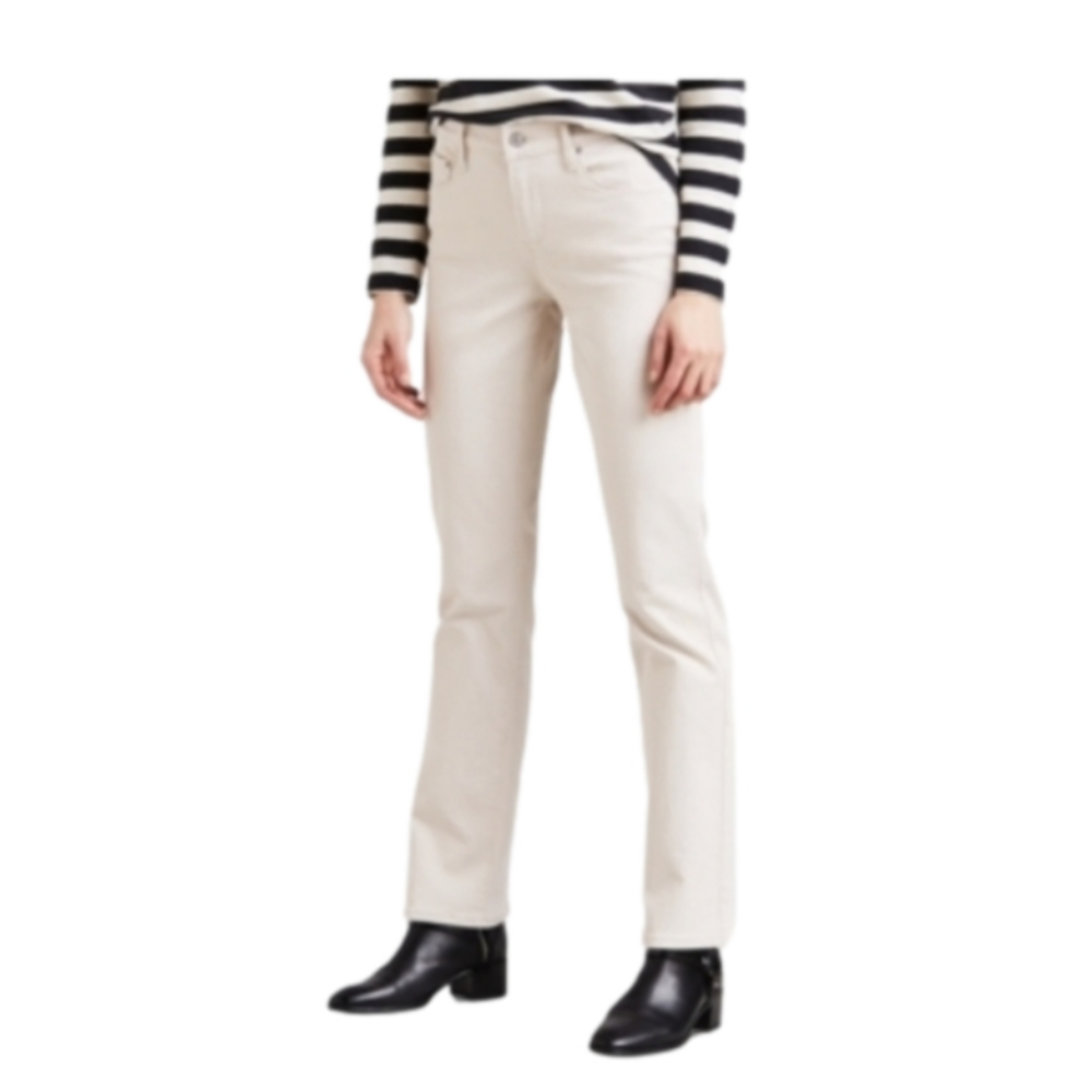 Levi's 505 Straight Leg Mid Rise Jeans, Natural Beige Denim, Size 16 Medium